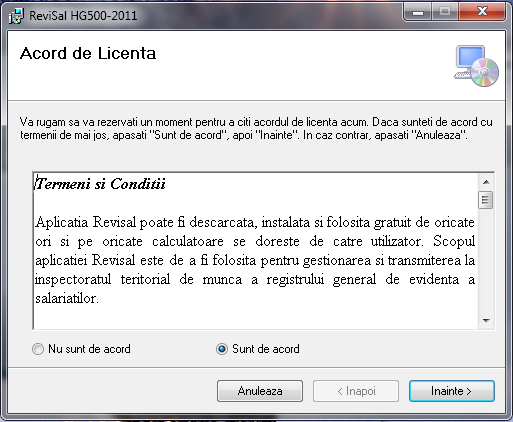 Pas1 instalare aplicatie revisal