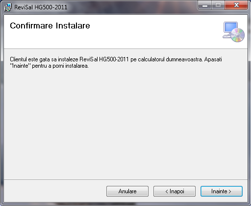 Pas3 instalare aplicatie revisal