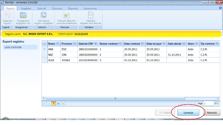 generarea registrului